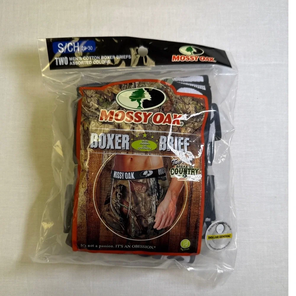 Mossy Oak Mens Boxer Briefs 2 Pack Break-Up Country Camo Black Small 28-30